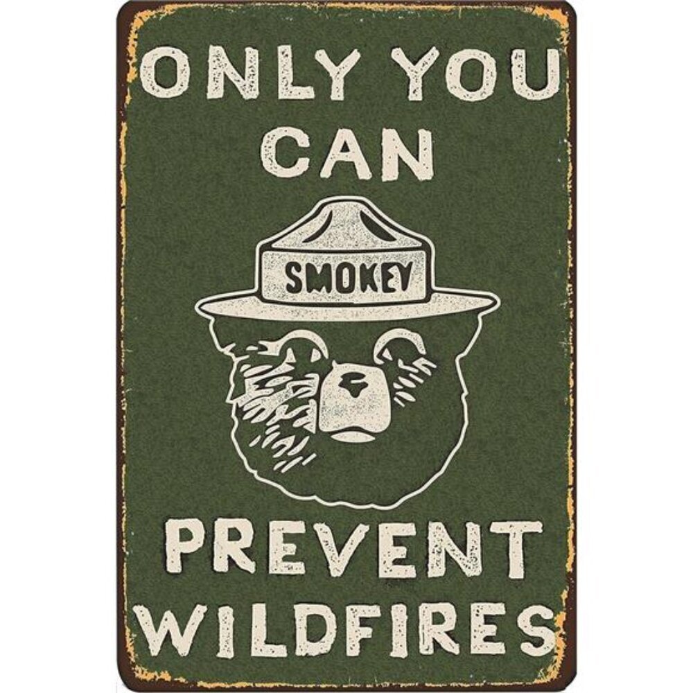 Elegant Smokey Bear Retro Tin Wall Decor Metal Sign